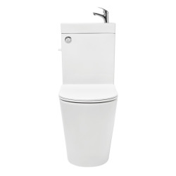 Brevis kit WC à poser sans bride en céramique + robinet eau froide S-Line Pro + tuyau de raccordement Siko (SATBRE34)