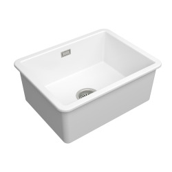 Infinitio 55,5x43x22 cm évier de cuisine simple à encastrer en céramique, avec trop-plein, sans siphon, blanc (SATSINK5543)