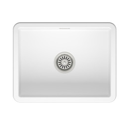 Infinitio 55,5x43x22 cm évier simple à encastrer en céramique, avec trop-plein, sans siphon, blanc (SATSINK5543)