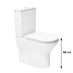 Brevis Combi WC à poser sans bride en céramique compatible PMR avec abattant SoftClose, blanc (SATBRE033RREXVPP)