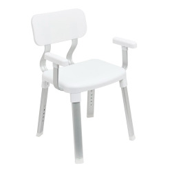 Siège de douche réglable, élégance et sécurité au quotidien, 71.1x50.5x48.7 cm, Blanc Mat (SATDSEDNASTMOB)