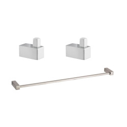 Multi set de deux crochets de salle de bain + porte-serviettes 1 barre, longueur de 60 cm, chrome (ELEMULTI-SET2)