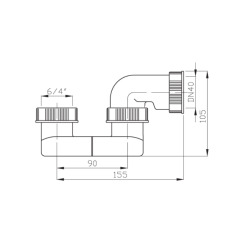 Siphon de baignoire MULTI 6/4x40mm-B /mères  (E719)