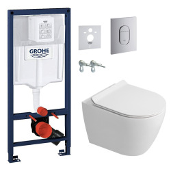 Rapid SL pack WC bâti-support + WC suspendu Ceramia PixL + abattant SoftClose + set d'isolation + plaque chrome (GRCEPXWT01-FR)