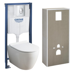 Solido + pack WC 4 en 1 + WC sans bride Ceramia PixL avec abattant SoftClose + plaque (GRCEPXWT05-FR)