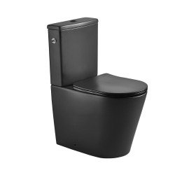 Brevis WC à poser complet sans bride en céramique avec abattant SoftClose, rinçage Vortex, noir mat (SATBRE031RTORVPBKM)