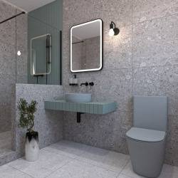 Infinitio WC à poser complet en céramique avec abattant SoftClose, vert mat (SATINF031VPSNLGEM)