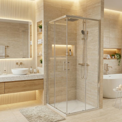 Essential 90x90 cm receveur de douche carré à poser SMC avec surface effet pierre, blanc (CERAES9090W)