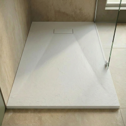 Ceramia Essential 120x90 cm receveur de douche rectangulaire à poser SMC avec surface effet pierre, blanc (CERAES12090W)