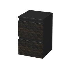 Cube Way 32,5x51x33 cm armoire de salle de bain murale, 2 tiroirs, décoration pyramidale 3D, marron mat (CUBE3DN322ZHP)