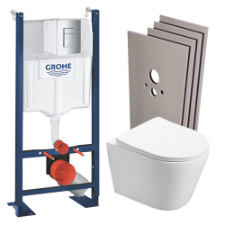 Pack WC Bâti autoportant + WC Swiss Aqua Technologies Infinitio sans bride + Plaque + Set habillage (ProjectInfinitio-1-sabo)