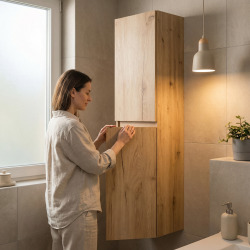 Meuble haut salle de bain suspendu 30x133x35 cm chêne mat B-Way (BWAY35OAK)