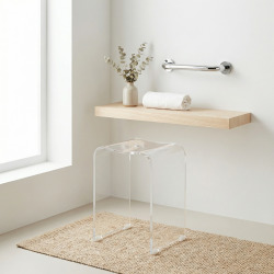 Tabouret de salle de bain PMR antidérapant – sécurité et stabilité, Transparent (SATSTOLPLASTT)