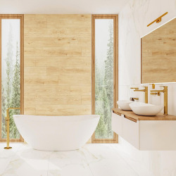 Dark set mitigeur lavabo XL + mitigeur cuisine avec bras pivotant, or brossé (SATBSDA285BZ)