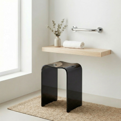 Swiss Aqua Technologies Tabouret de salle de bain PMR antidérapant – sécurité et autonomie - noir, PMR (SATSTOLPLASTC)