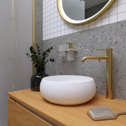 Aurum mitigeur lavabo haut 30,8 cm en acier inoxydable, à levier, sans vidage, or brossé (SATBAUR285BG)