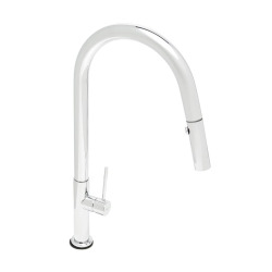 mitigeur monocommande avec douchette extractible et bras pivotant, 2 jets, Chrome (SATBSD288)