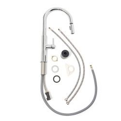 set mitigeur lavabo haut, sans vidage + mitigeur cuisine avec douchette extractible 2 jets, chrome (SATBSBD285)