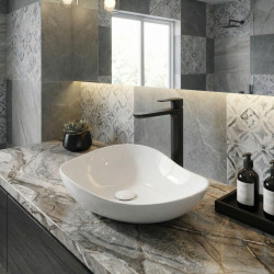 PixL 50,5x38x18 cm vasque à poser + Swiss Aqua Technologies Mood mitigeur lavabo XL + Ceramia PixL bonde (CEPX50538SAT285C)