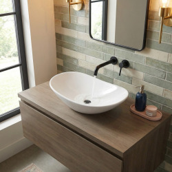 Vasque à poser Infinitio 61,5 x 36 x15,5 cm sans trop-plein, blanc (SATINF61536)