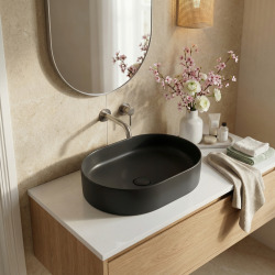 Vasque à poser ovale 50 x 36,5 x 12 cm sans trop-plein noir mat PixL (CEPX5037BKM)