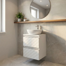 Cube Way 32,5x51x33 cm armoire murale de salle de bain basse, décoration pyramidale 3D, blanc mat (CUBE3DN322ZBP)