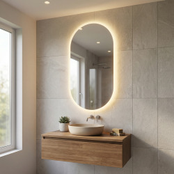 Miroir LED ovale salle de bain 60 x 120 cm – 3 couleurs – anti-buée – capteur – suspendu – Project (ZPROV12060LED)