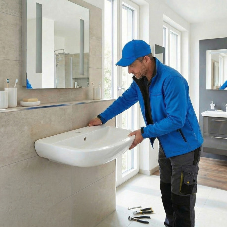 Installation d'un lavabo suspendu sans mitigeur