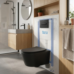 Pack WC bâti-support + WC suspendu sans bride Swiss Aqua Technologies avec abattant SoftClose + plaque (ROSTBRBMR01-FR)