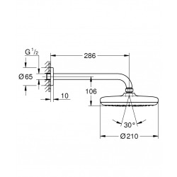  Tempesta 210 Ensemble douche de tête et bras 286 mm, 1 jet (26411000)